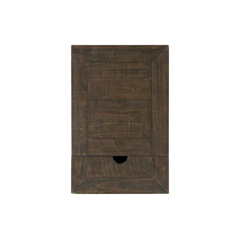 Table d'appoint de chevet Monterey en bois massif avec prises de courant cachées