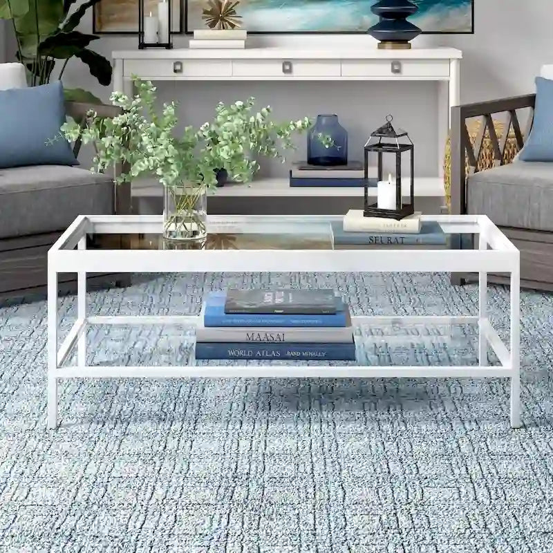 Table basse Alexis en métal et verre