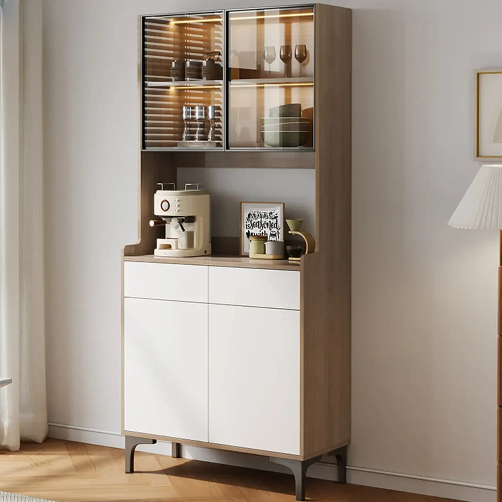 Buffet vaisselier en bois et verre avec partie haute