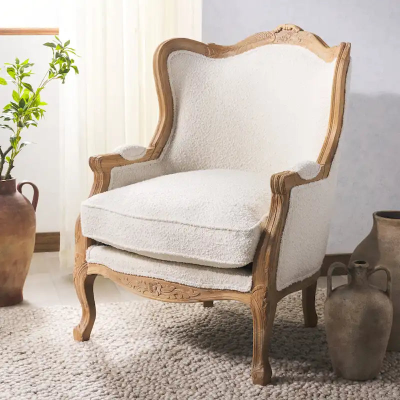 Fauteuil à oreilles Kali Oak en lin naturel - 34Lx34Px40H