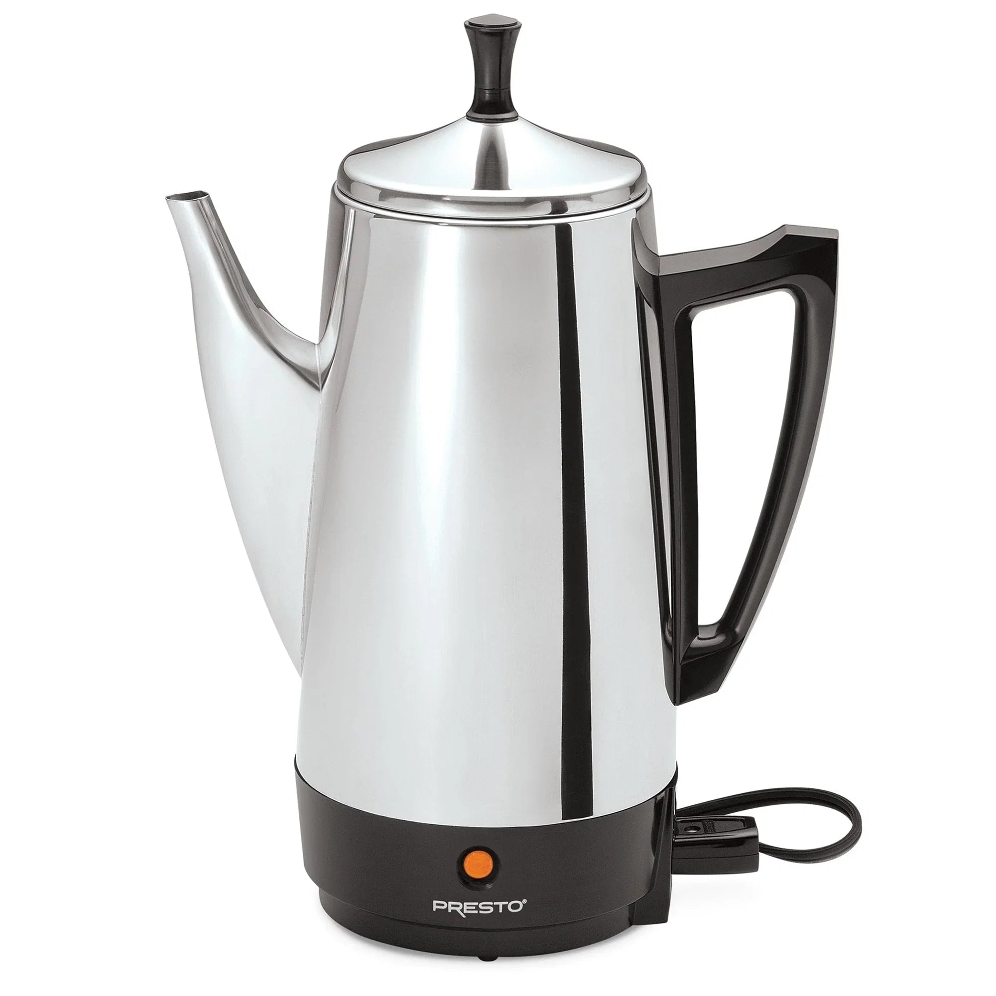 Cafetière à percolateur Presto en acier inoxydable, 12 tasses, robuste, argent - 2.79