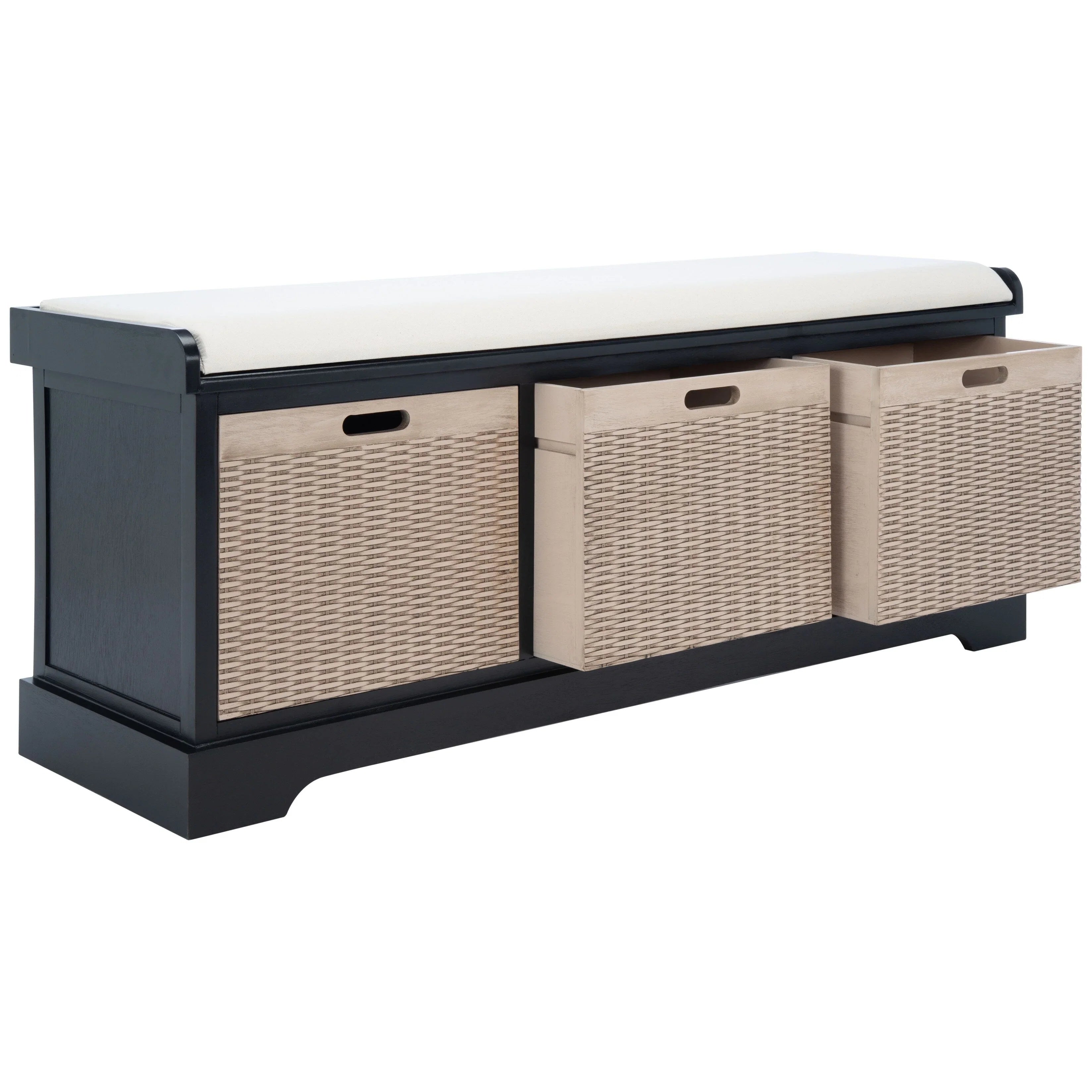 Banc de rangement SAFAVIEH Fiorello 3 tiroirs avec coussin - 47,3 L x 15 P x 19 H - 47Lx15Px19H