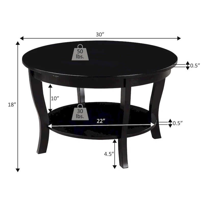 Table basse ronde avec étagère