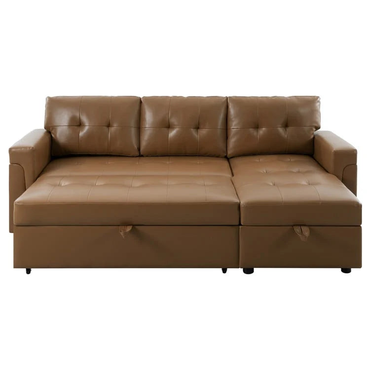 Canapé d'angle réversible avec lit gigogne, méridienne de rangement, pieds durables,