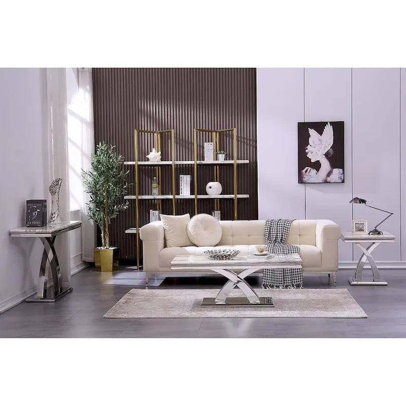 Table basse moderne de 48 po, table basse rectangulaire avec piédestal en X, tables basses pour salon