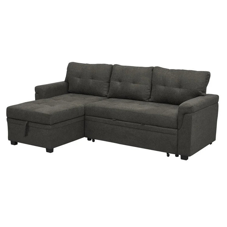 Canapé d'angle réversible convertible avec lit gigogne, méridienne de rangement et pieds durables