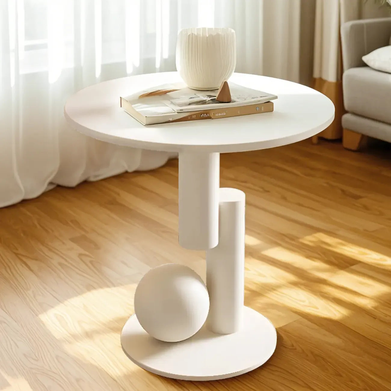 Table basse moderne avec plateau en pierre blanche anti-rayures