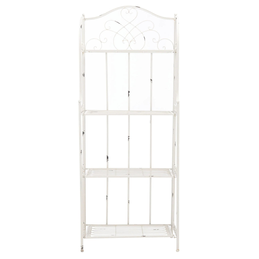 SAFAVIEH Bryn Étagère de boulanger d'extérieur victorienne en fer forgé à 4 niveaux - 63,5 cm l x 38,1 cm P x 160 cm H - 25L x 15P x 63H