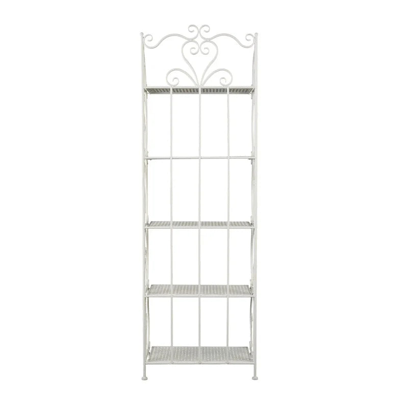 Étagère de Boulanger Pliable Haute à 5 Niveaux en Métal Décoratif pour Intérieur/Extérieur - Or ou Blanc - Roche River Decor
