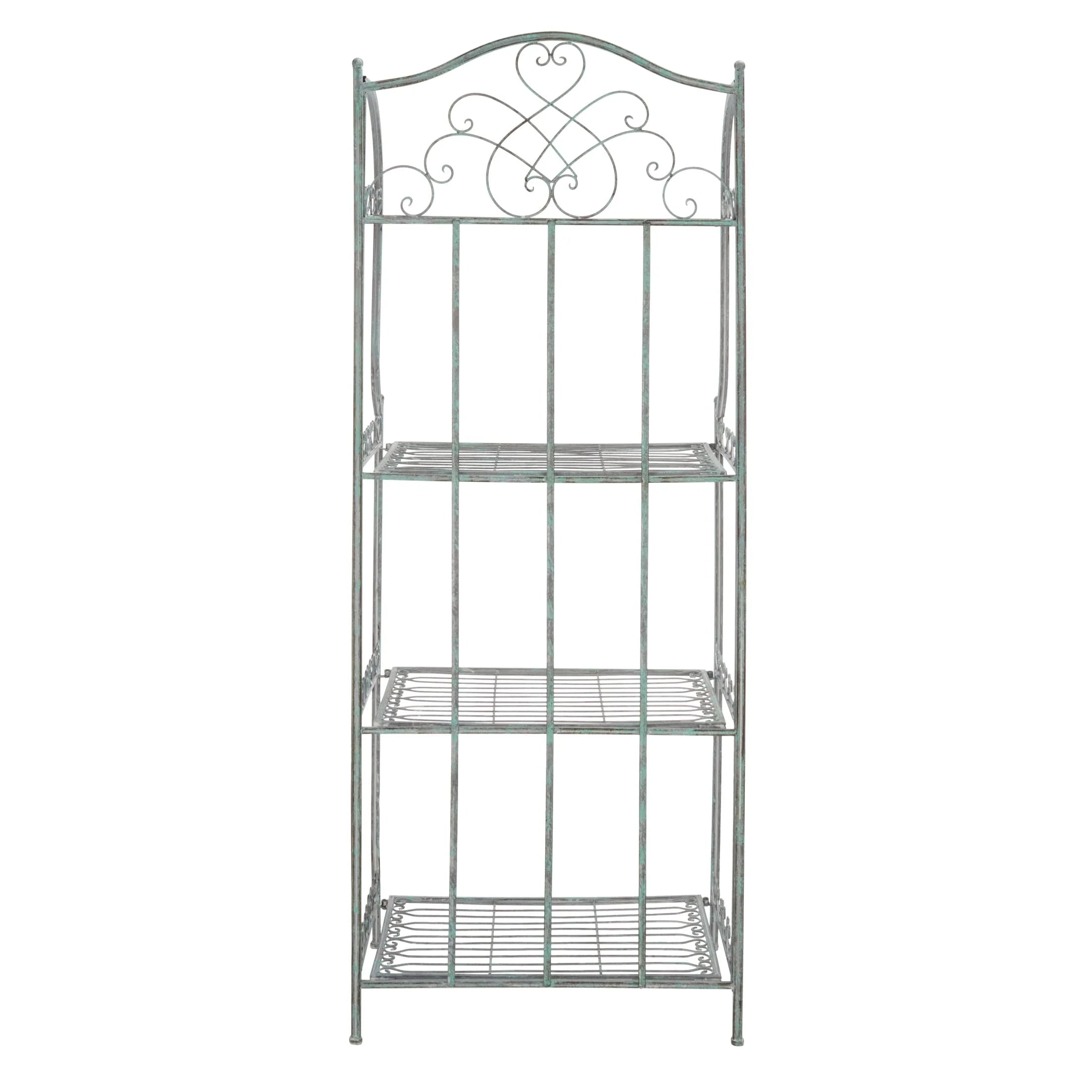 SAFAVIEH Bryn Étagère de boulanger d'extérieur victorienne en fer forgé à 4 niveaux - 63,5 cm l x 38,1 cm P x 160 cm H - 25L x 15P x 63H