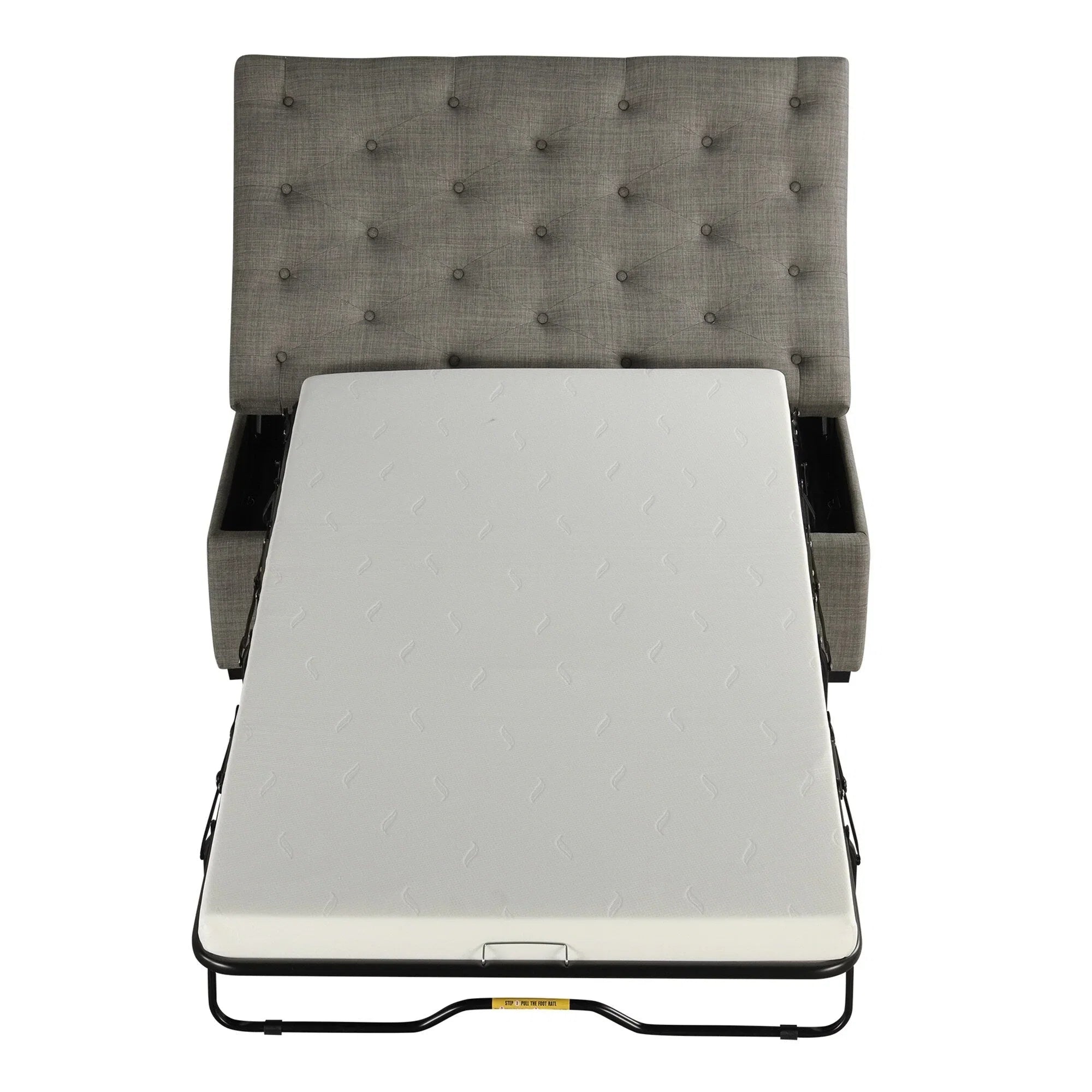 Pouf lit pliant, pouf de 126 cm avec lit pliant, pouf-lit convertible avec matelas à mémoire de forme et design capitonné