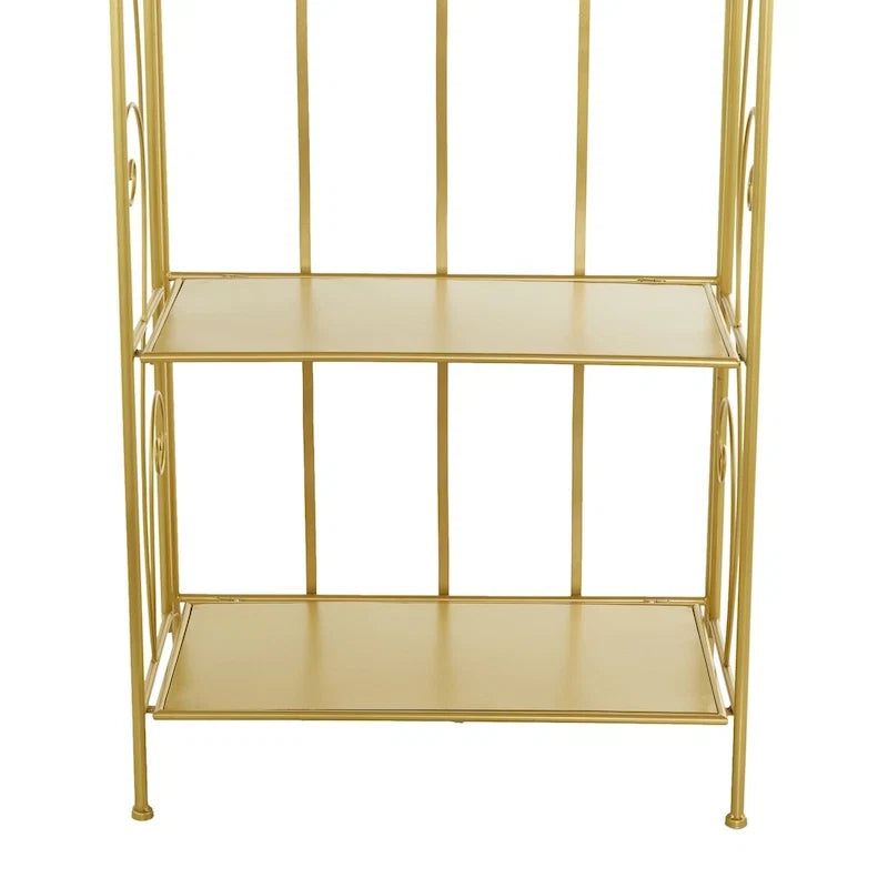 Étagère de Boulanger Pliable Haute à 5 Niveaux en Métal Décoratif pour Intérieur/Extérieur - Or ou Blanc - Roche River Decor