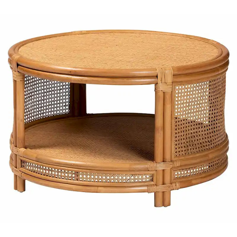 Table basse bali & pari Louis, rotin marron naturel, style bohème moderne