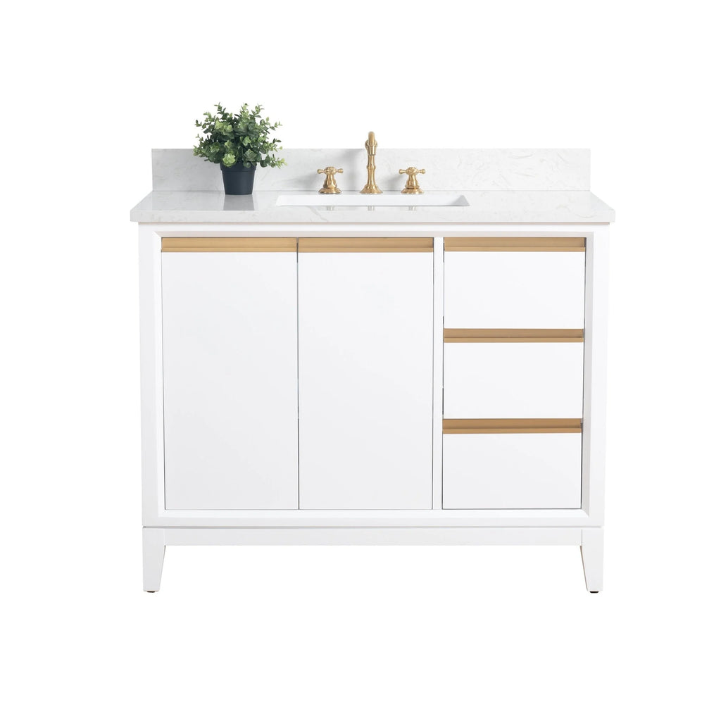 Meuble-lavabo Vanity Art avec évier en céramique et dessus en marbre reconstitué