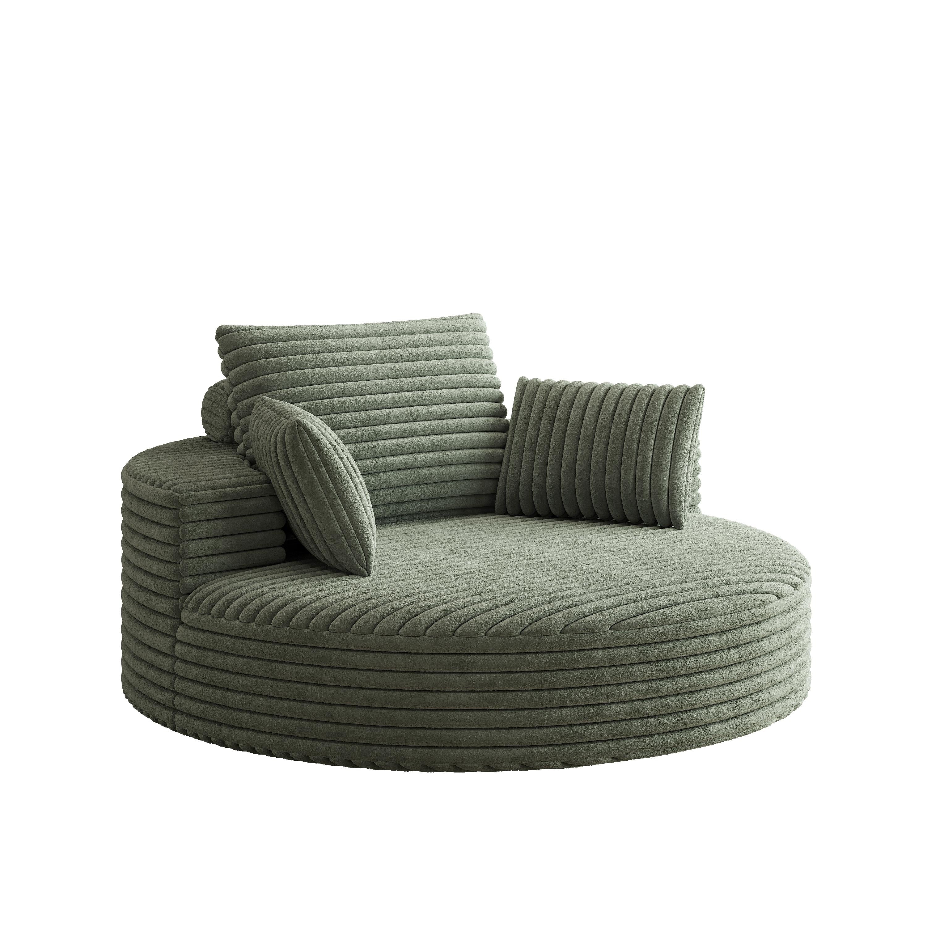 Fauteuil pivotant simple en velours côtelé et chenille avec rembourrage en mousse