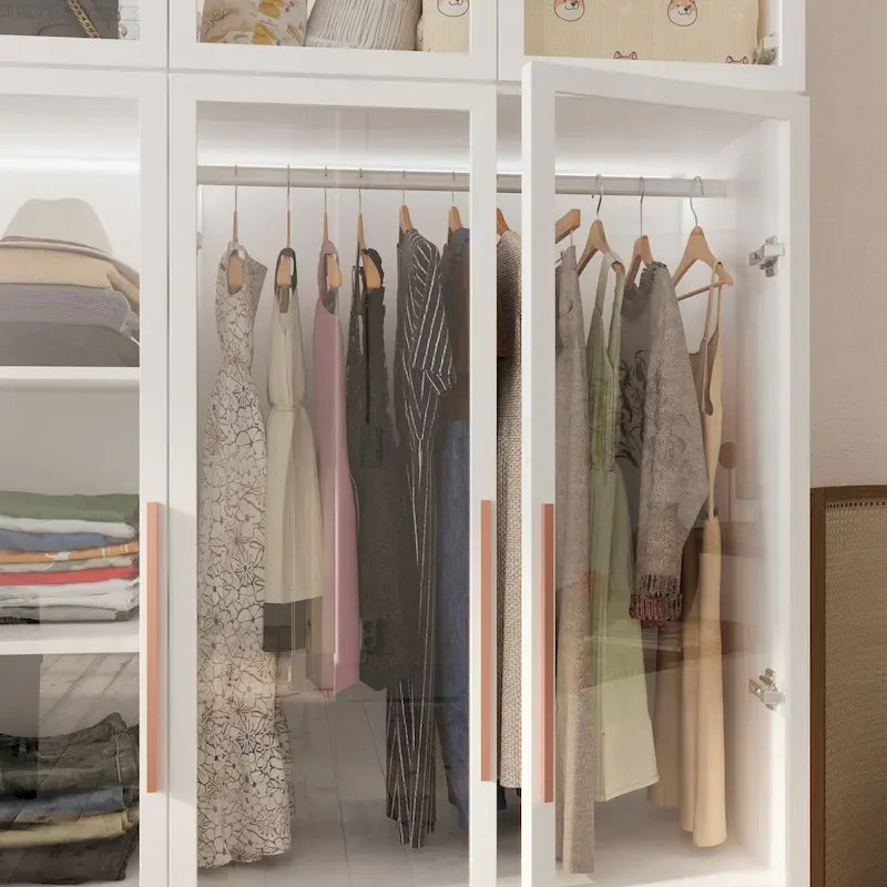 47,2 Grande Armoire LED Lumineuse Placard à Portes en Verre Entièrement en Verre