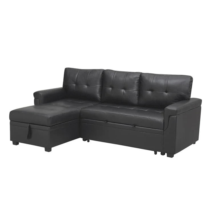Canapé d'angle réversible convertible avec lit gigogne, méridienne de rangement et pieds durables