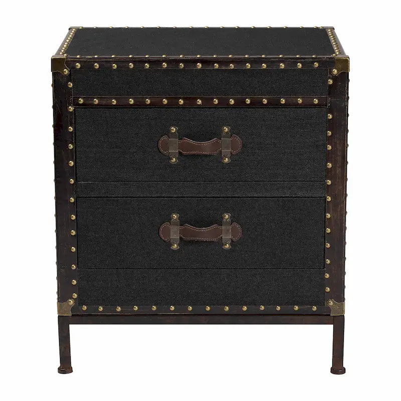 Table d'appoint/Malle de rangement en toile effet vieilli Laura