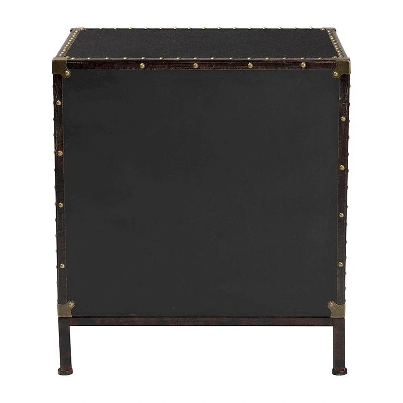 Table d'appoint/Malle de rangement en toile effet vieilli Laura
