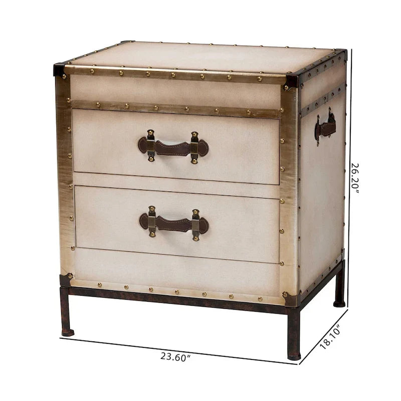 Table d'appoint/Malle de rangement en toile effet vieilli Laura