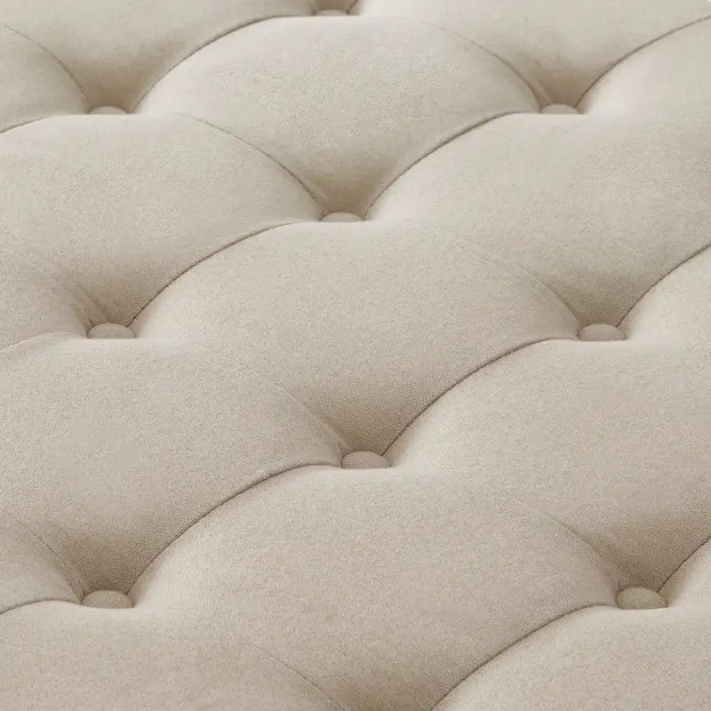 Grand pouf de rangement carré avec pieds en bois
