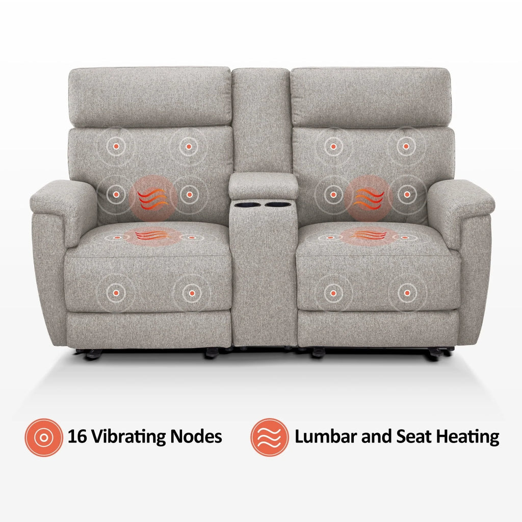 Canapé inclinable électrique MCombo 60,2 po avec massage et double chauffage, appuie-tête réglable, ports USB et Type C, tissu