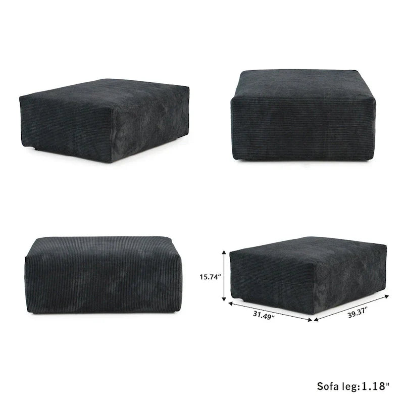 Grand canapé modulaire sectionnel en velours côtelé, en forme de U, 4 places avec 2 poufs et 5 oreillers