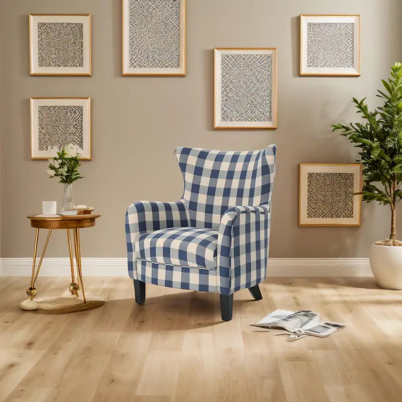 Fauteuil rembourré à dossier haut avec pieds en bois Modern Retro 30.25 pour le salon
