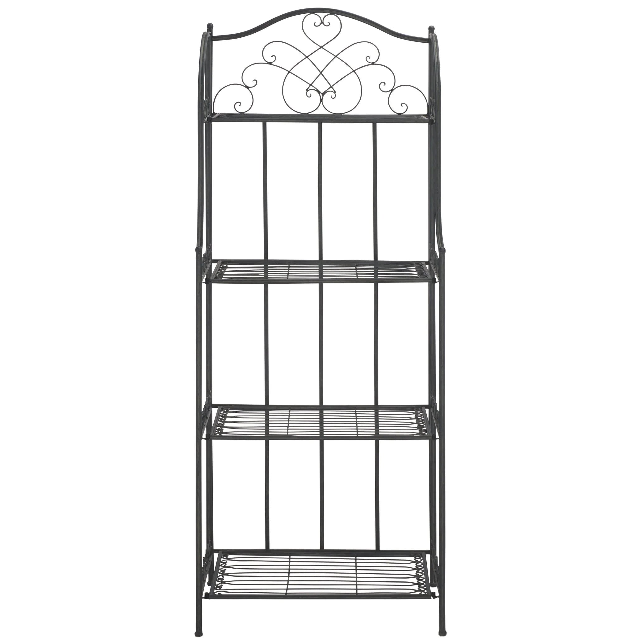 SAFAVIEH Bryn Étagère de boulanger d'extérieur victorienne en fer forgé à 4 niveaux - 63,5 cm l x 38,1 cm P x 160 cm H - 25L x 15P x 63H