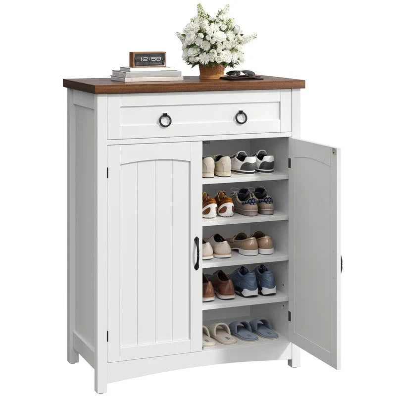Meuble de rangement pour chaussures Moasis à 5 niveaux et 20 paires avec portes doubles pour entrée