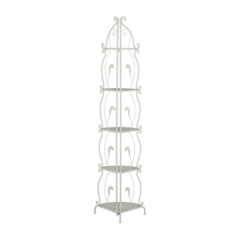 Étagère de Boulanger Pliable Haute à 5 Niveaux en Métal Décoratif pour Intérieur/Extérieur - Or ou Blanc - Roche River Decor