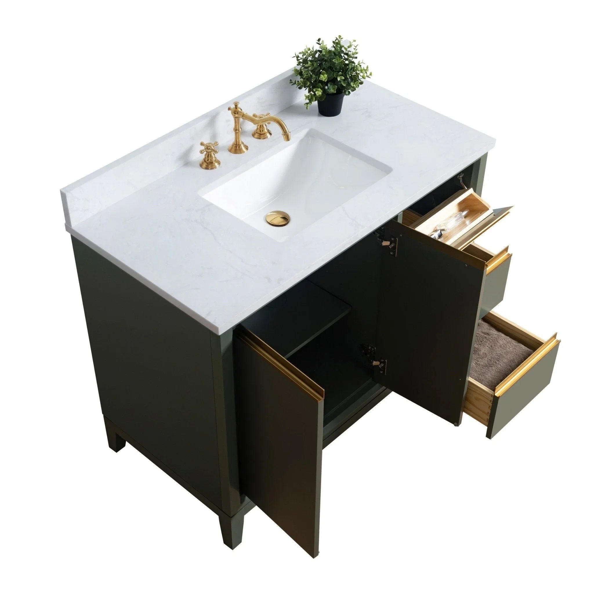 Meuble-lavabo Vanity Art avec évier en céramique et dessus en marbre reconstitué