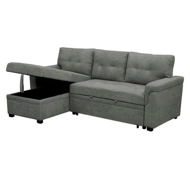 Canapé d'angle réversible avec lit gigogne, méridienne de rangement, pieds durables,