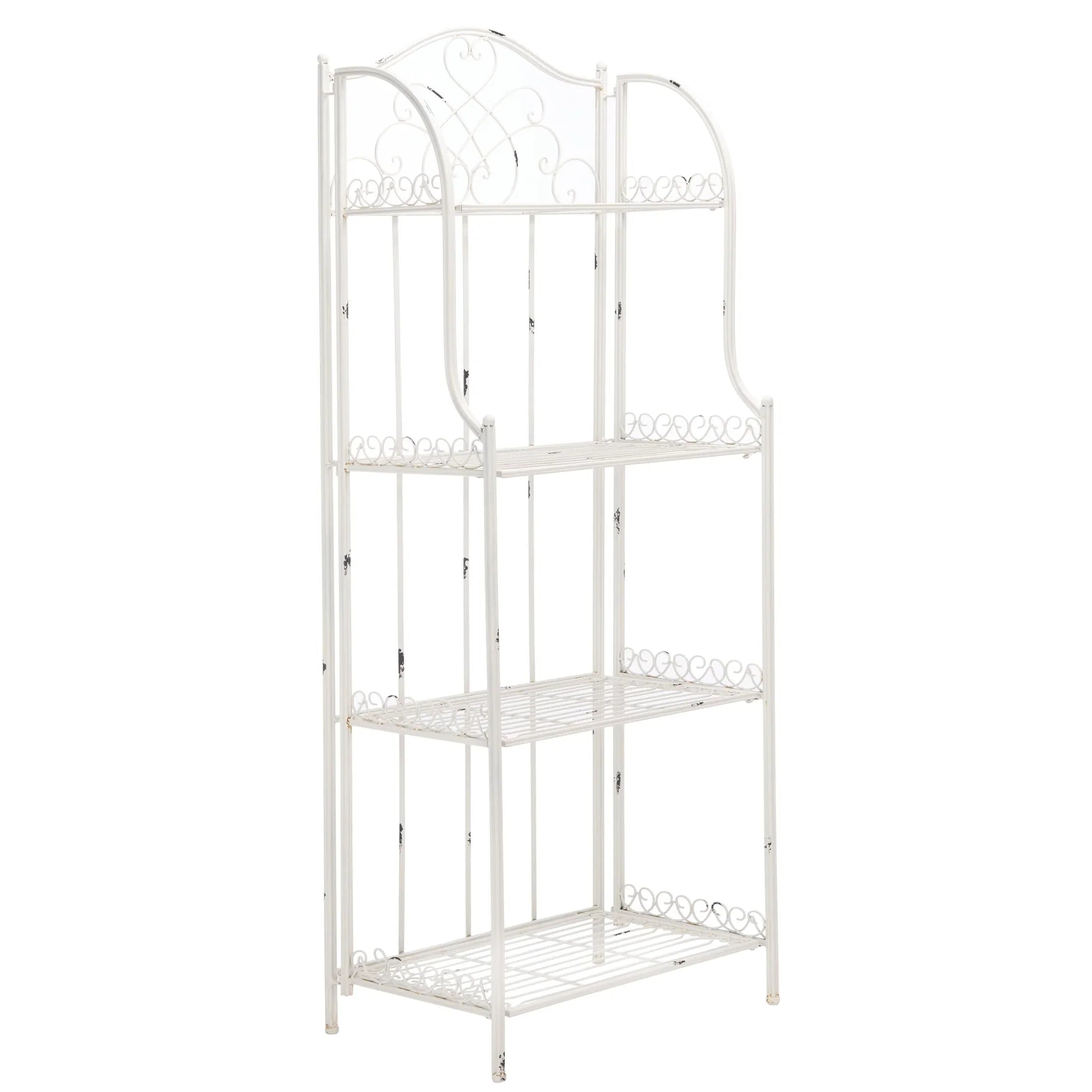 SAFAVIEH Bryn Étagère de boulanger d'extérieur victorienne en fer forgé à 4 niveaux - 63,5 cm l x 38,1 cm P x 160 cm H - 25L x 15P x 63H