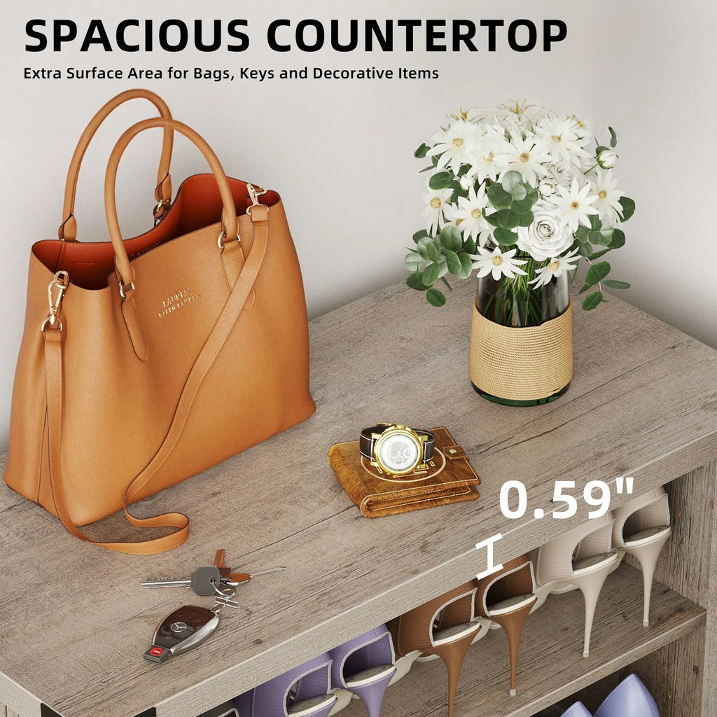 Meuble de rangement pour chaussures Moasis à 5 niveaux et 20 paires avec portes doubles pour entrée