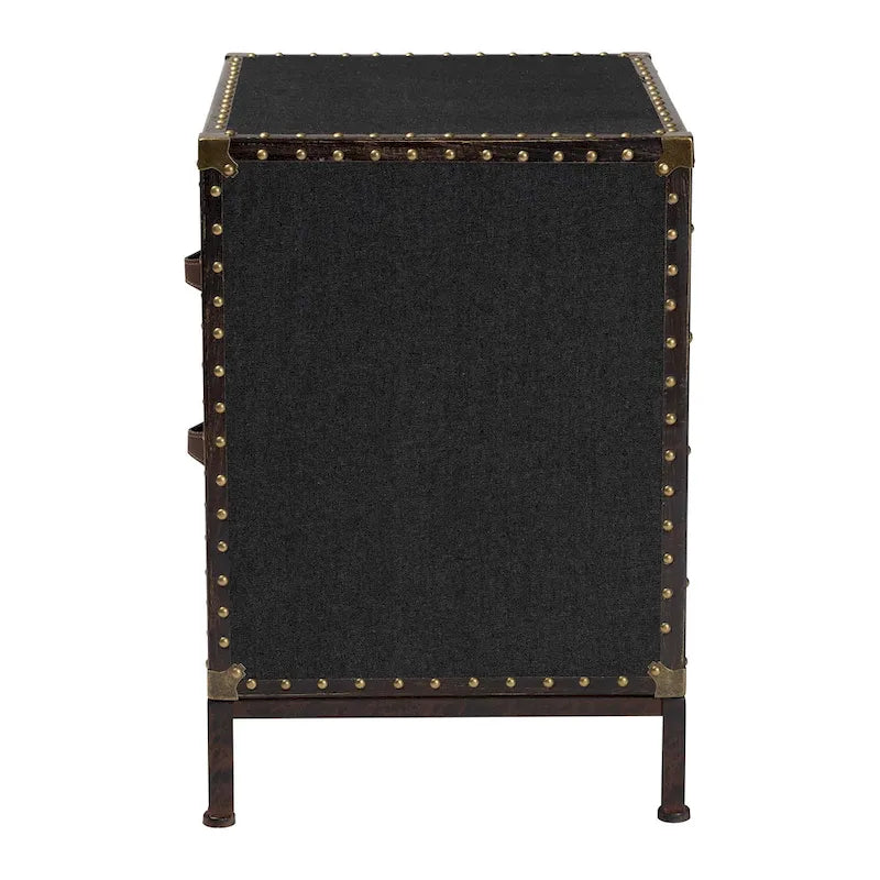 Table d'appoint/Malle de rangement en toile effet vieilli Laura