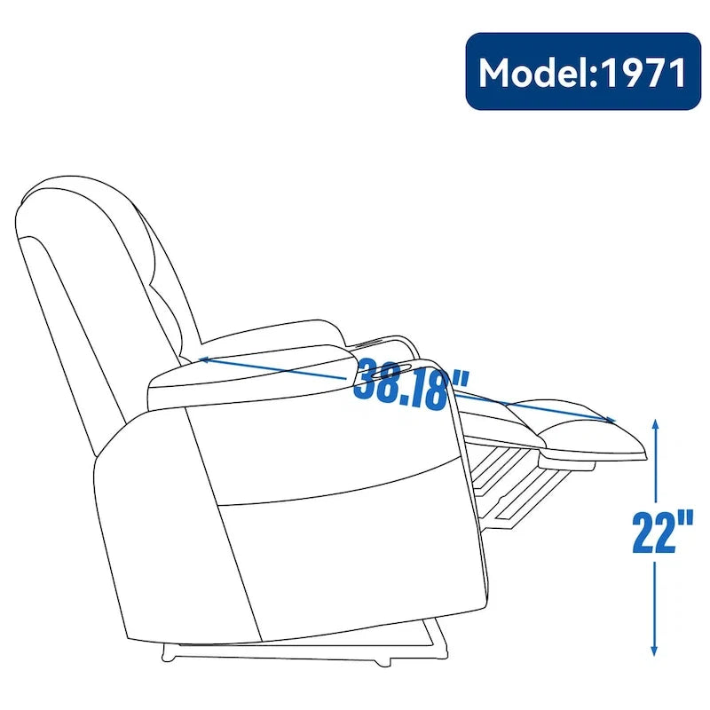 Fauteuil inclinable Power Lift avec massage et chaleur, fauteuils inclinables larges et rembourrés Lazy Boy avec ports USB, Type C et 2 porte-gobelets en acier