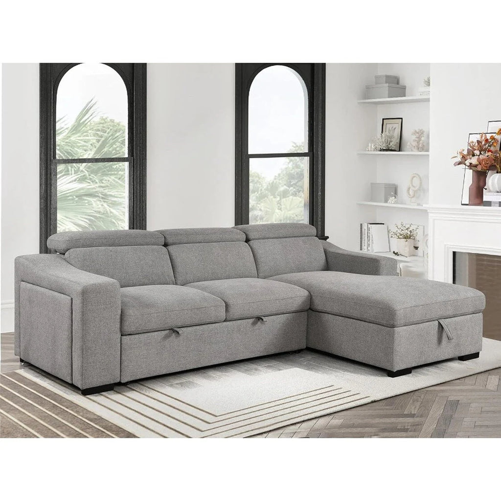 Canapé d'angle convertible Roomfitters 103 avec méridienne de rangement, appuis-tête réglables, canapé-lit en L