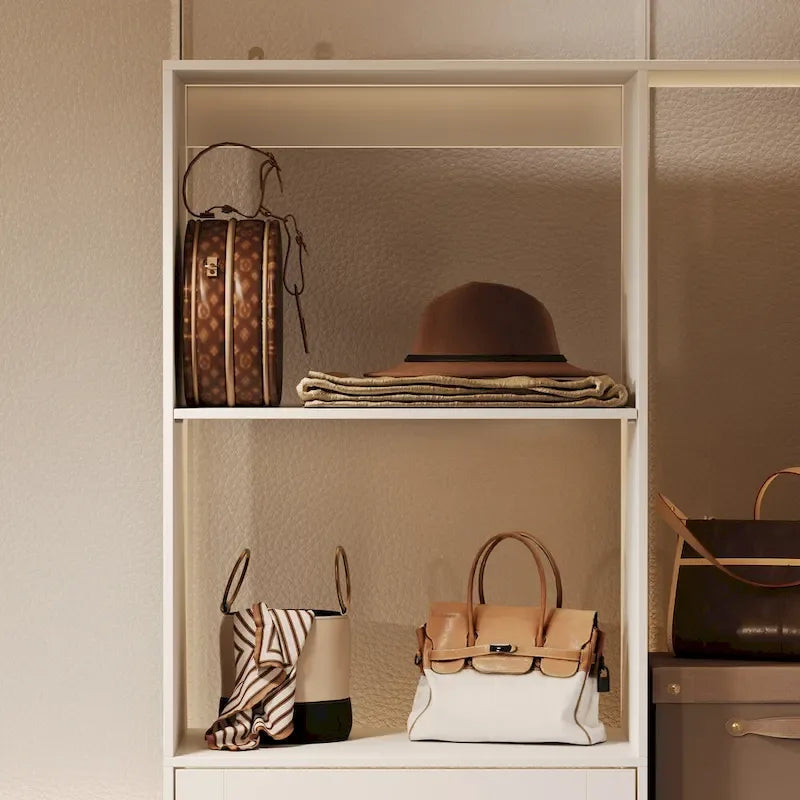 Armoire d'angle avec 2 tringles, un porte-pantalons et un rangement à chaussures