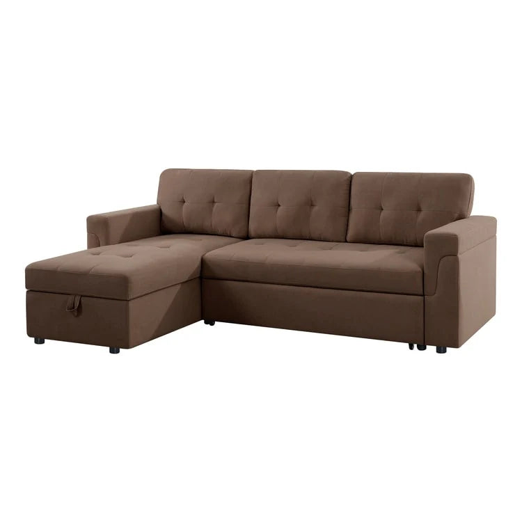 Canapé d'angle réversible avec lit gigogne, méridienne de rangement, pieds durables,