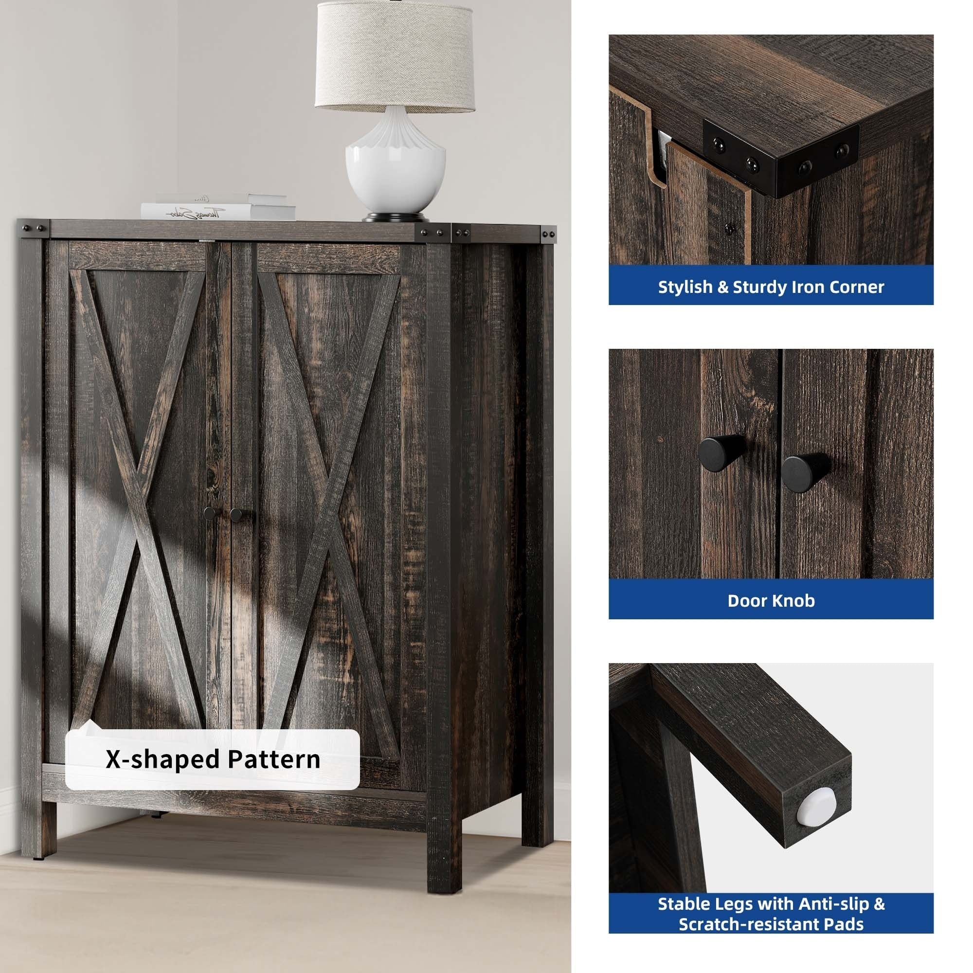 Meuble de rangement pour chaussures Moasis à 5 niveaux et 20 paires avec portes doubles pour entrée