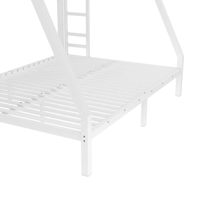 Lit superposé double en métal pour adolescents et adultes, gain de place, réduction du bruit, pas besoin de sommier, blanc