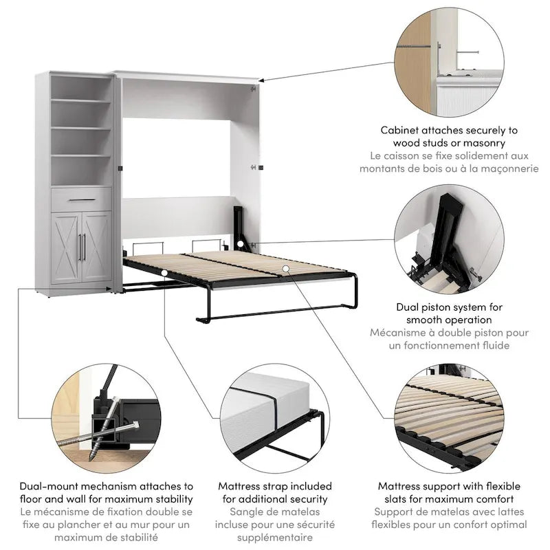 Lit escamotable Key West avec armoire-penderie (88W) de Bestar
