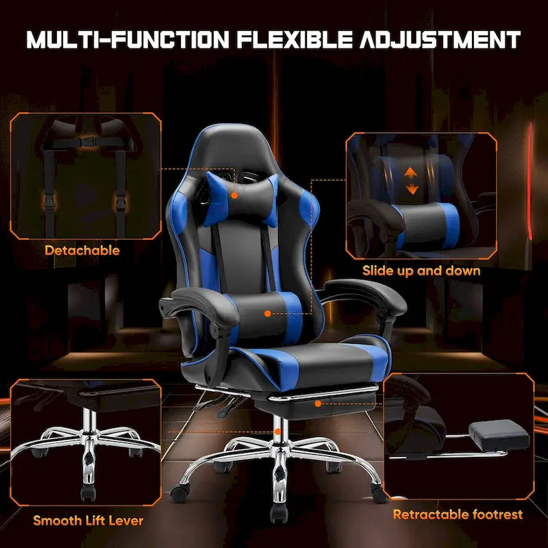 Chaise de bureau de jeu pivotante en cuir PU