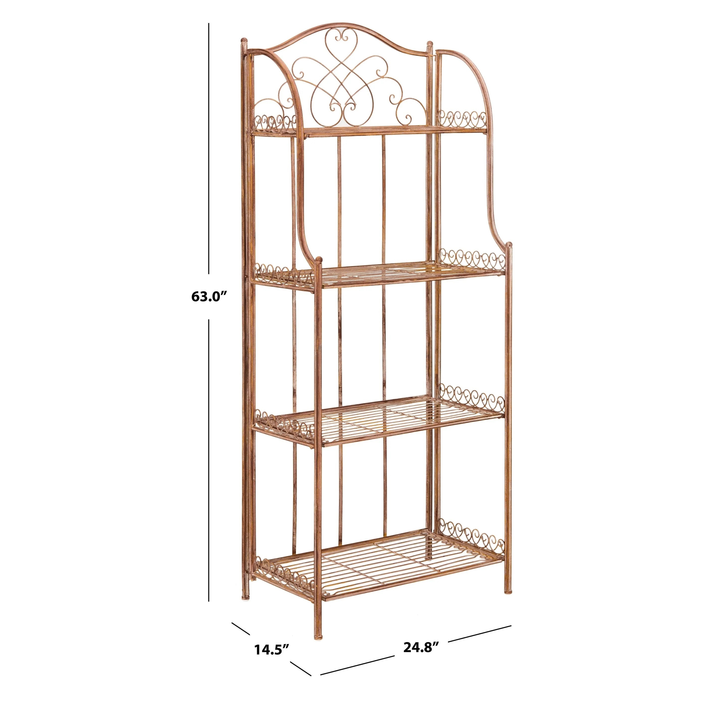 SAFAVIEH Bryn Étagère de boulanger d'extérieur victorienne en fer forgé à 4 niveaux - 63,5 cm l x 38,1 cm P x 160 cm H - 25L x 15P x 63H