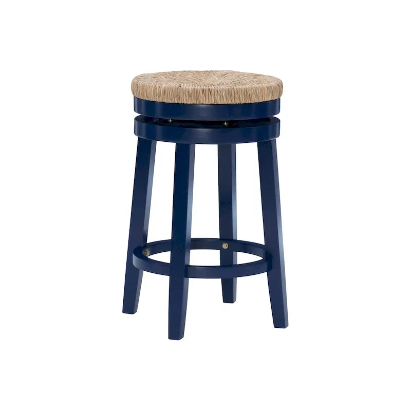 Tabouret de comptoir pivotant sans dossier Maya avec assise en jonc de mer