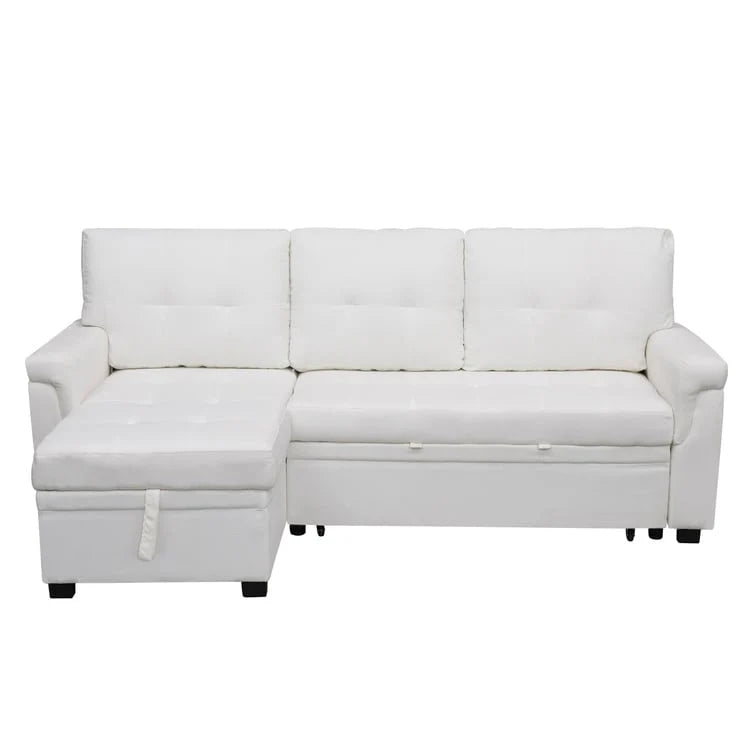 Canapé d'angle réversible avec lit gigogne, méridienne de rangement, pieds durables,