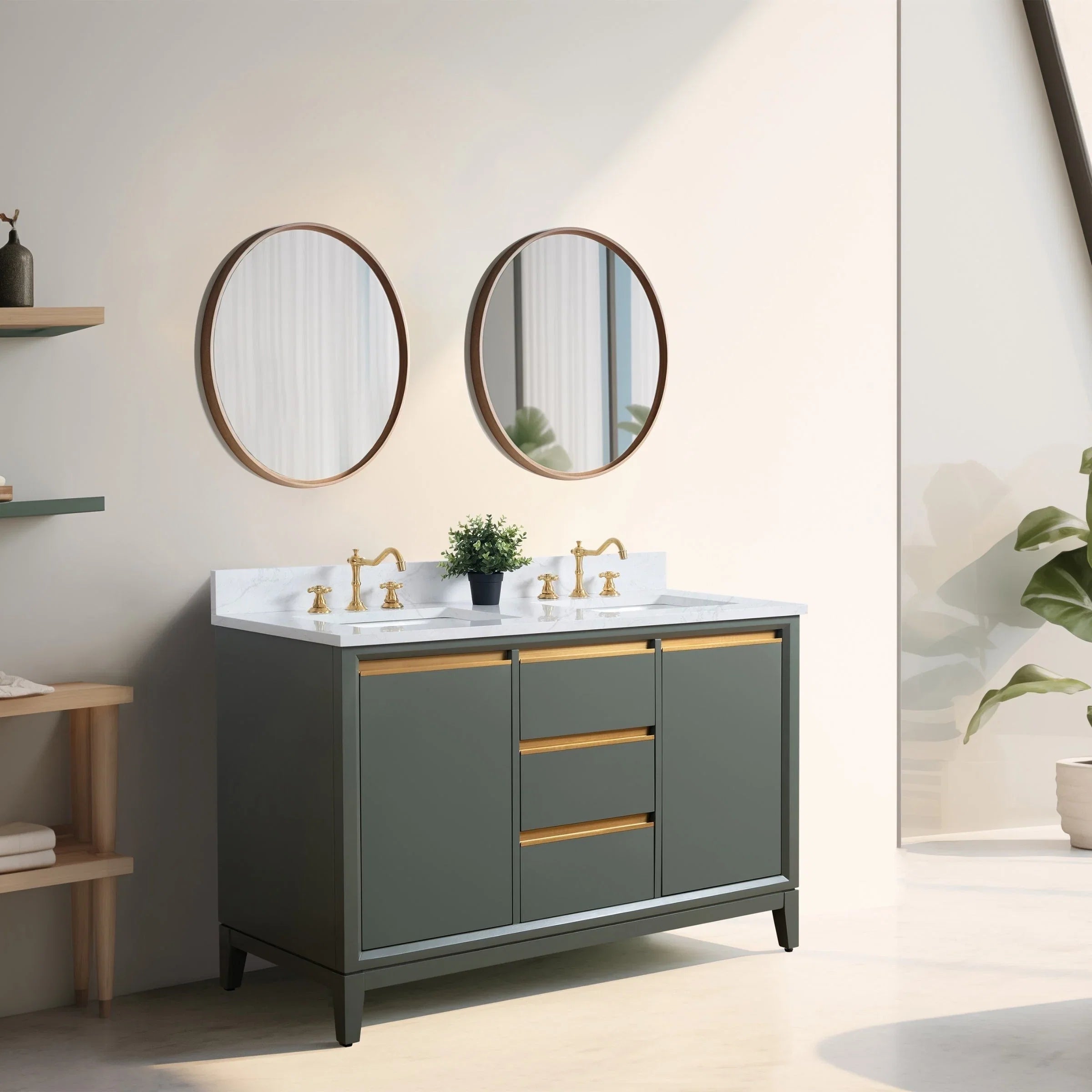 Meuble-lavabo Vanity Art avec évier en céramique et dessus en marbre reconstitué