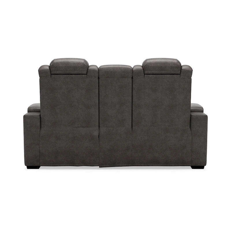 Signature Design by Ashley HyllMont – Causeuse inclinable électrique grise avec console – 71,75 po L x 39 po P x 44 po H