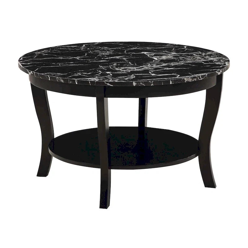 Table basse ronde avec étagère